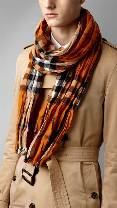 mens burberry crinkle scarf|burberry 100 cashmere scarf.